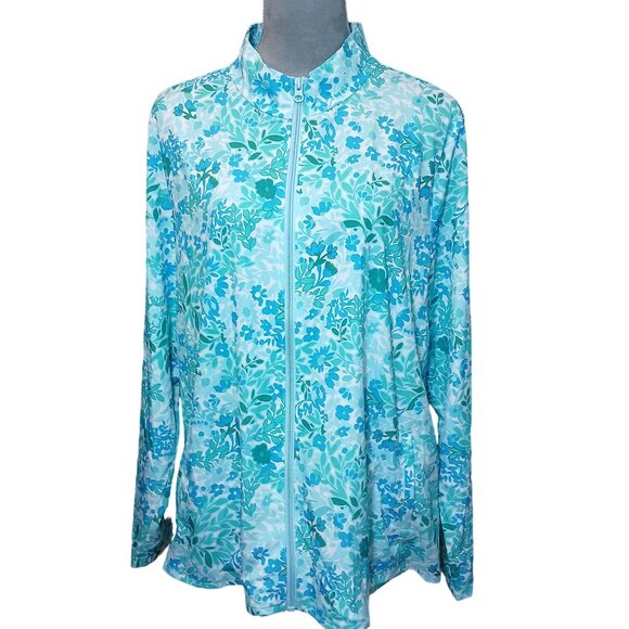 Croft & Barrow Plus Size Floral Full Zip Jacket Zip Pockets Moisture-Wicking XXL - Picture 1 of 9